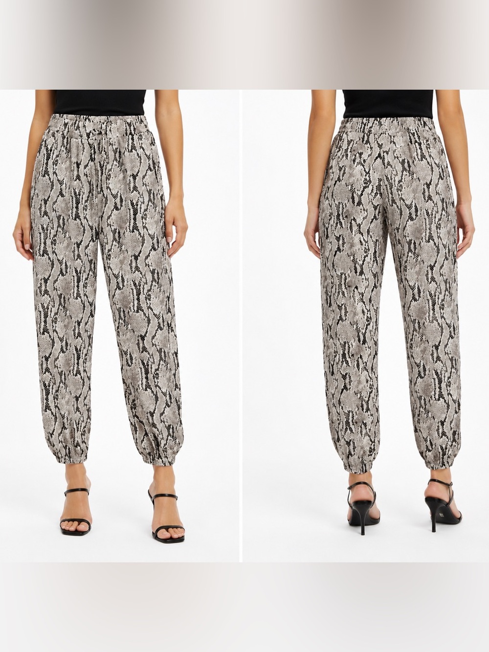 Express Snake-Print Jogger Pants - Black & Gray